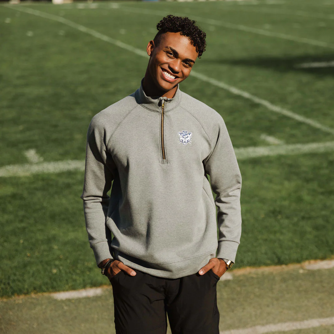 BYU Men's Oxford Zip-Up, Heather Grey - Image 3