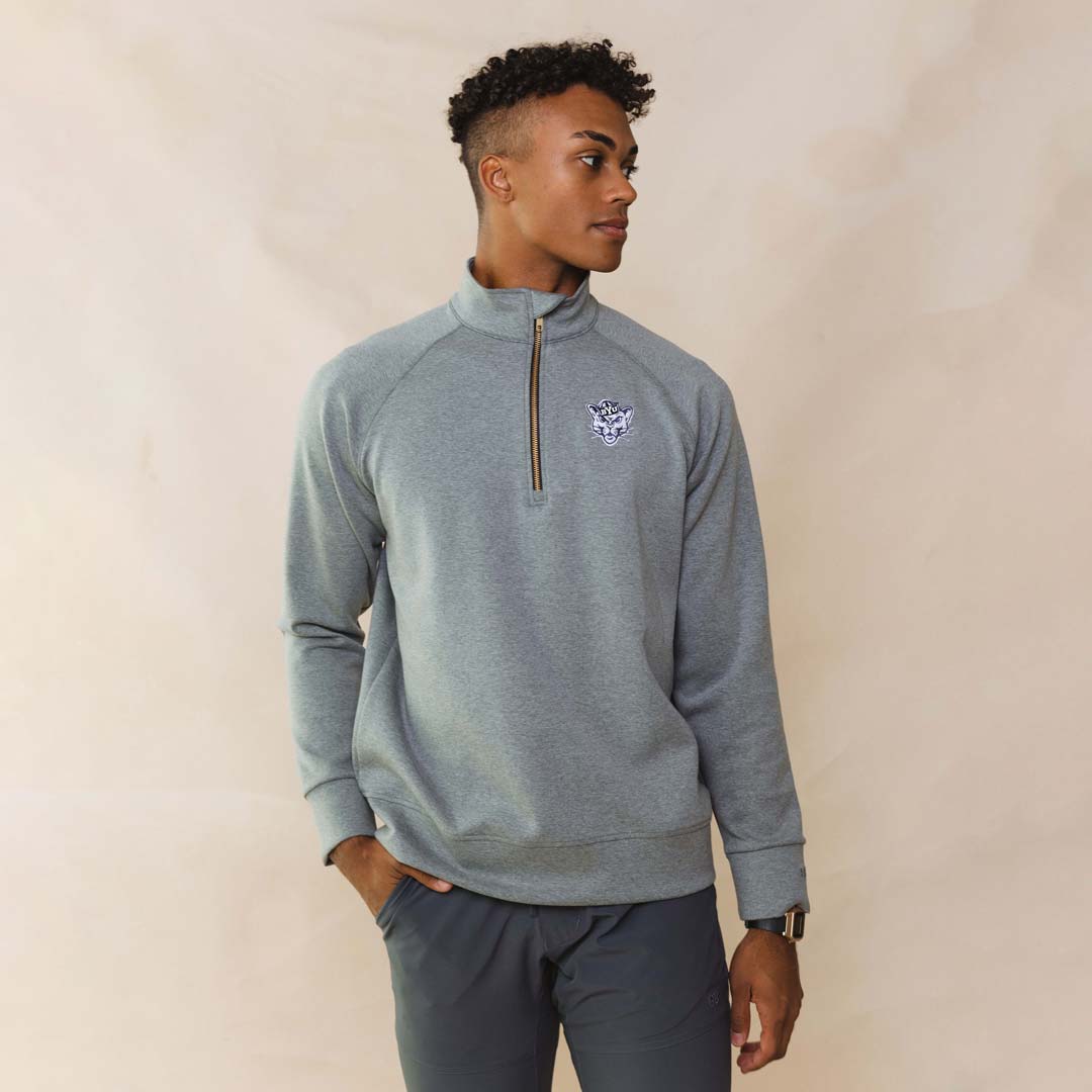 BYU Men's Oxford Zip-Up, Heather Grey - Image 6
