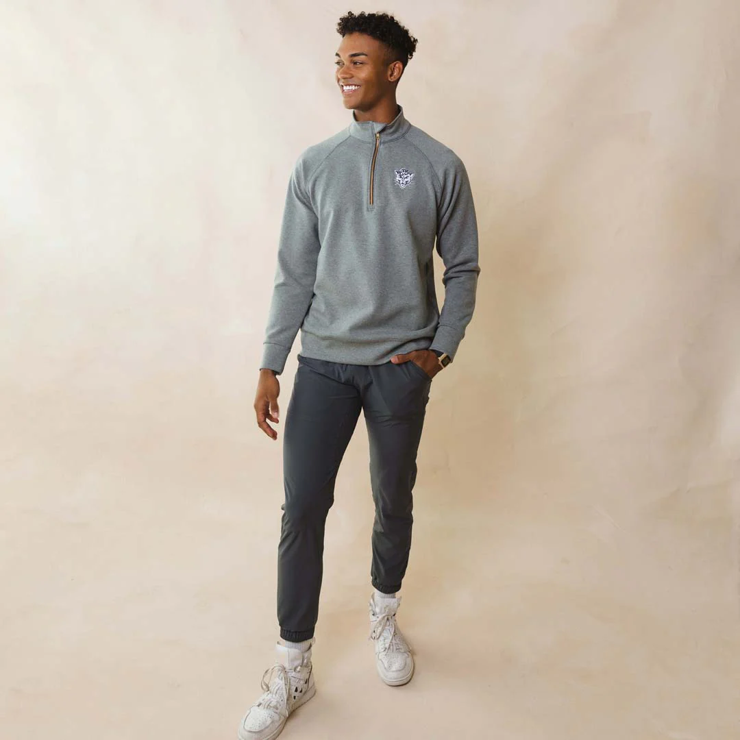 BYU Men's Oxford Zip-Up, Heather Grey - Image 8