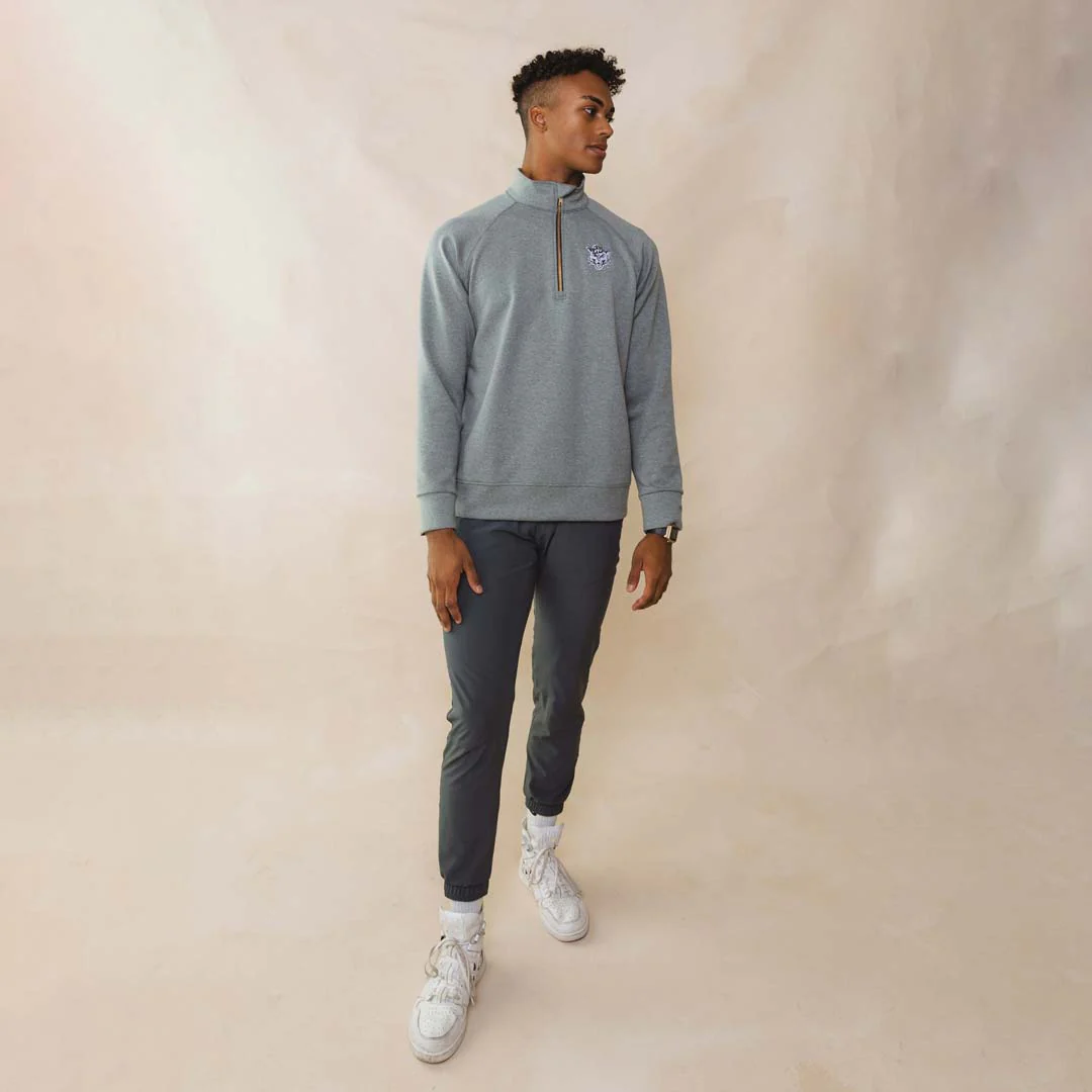 BYU Men's Oxford Zip-Up, Heather Grey - Image 9