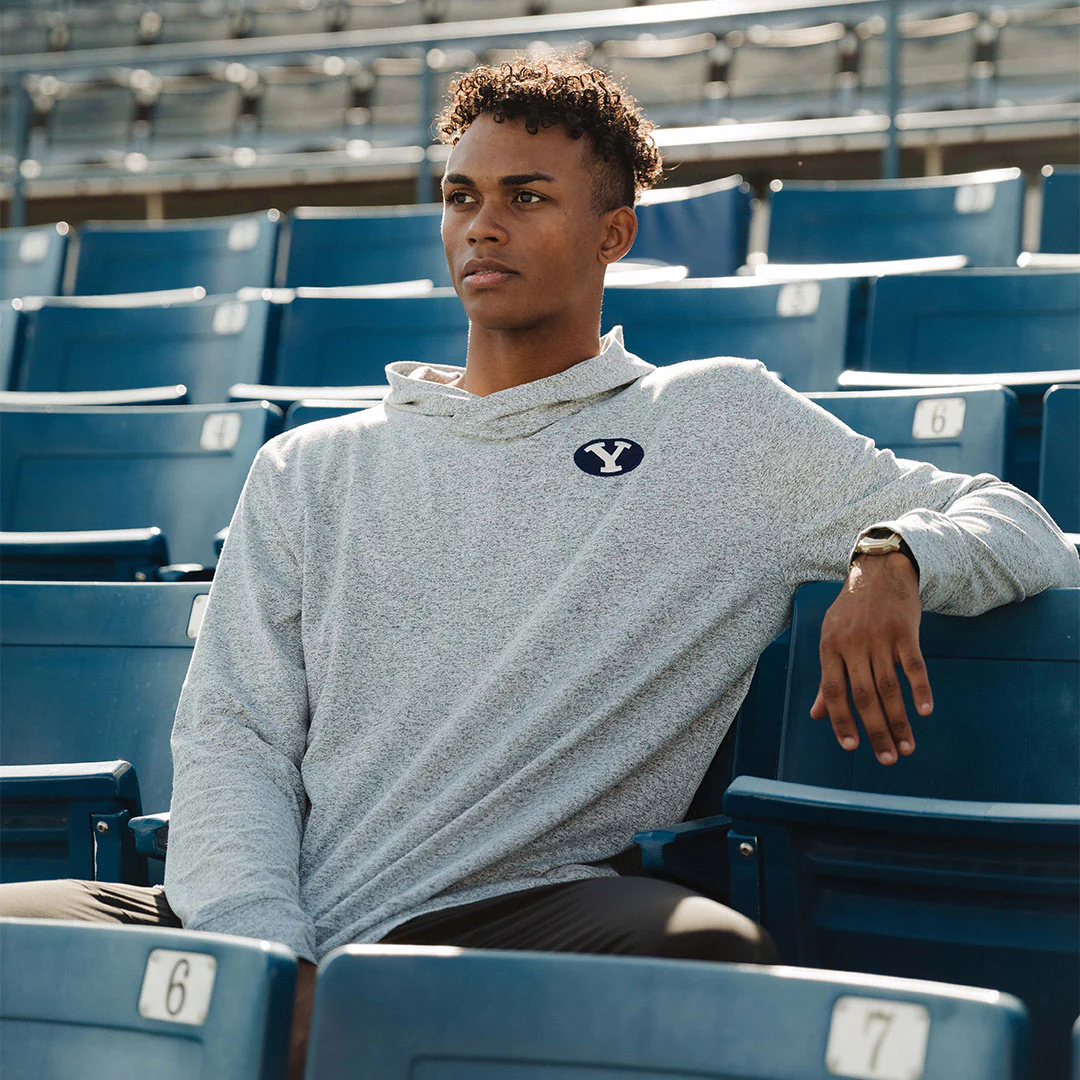 BYU Men's Travel Hoodie, Heather Grey - Image 10