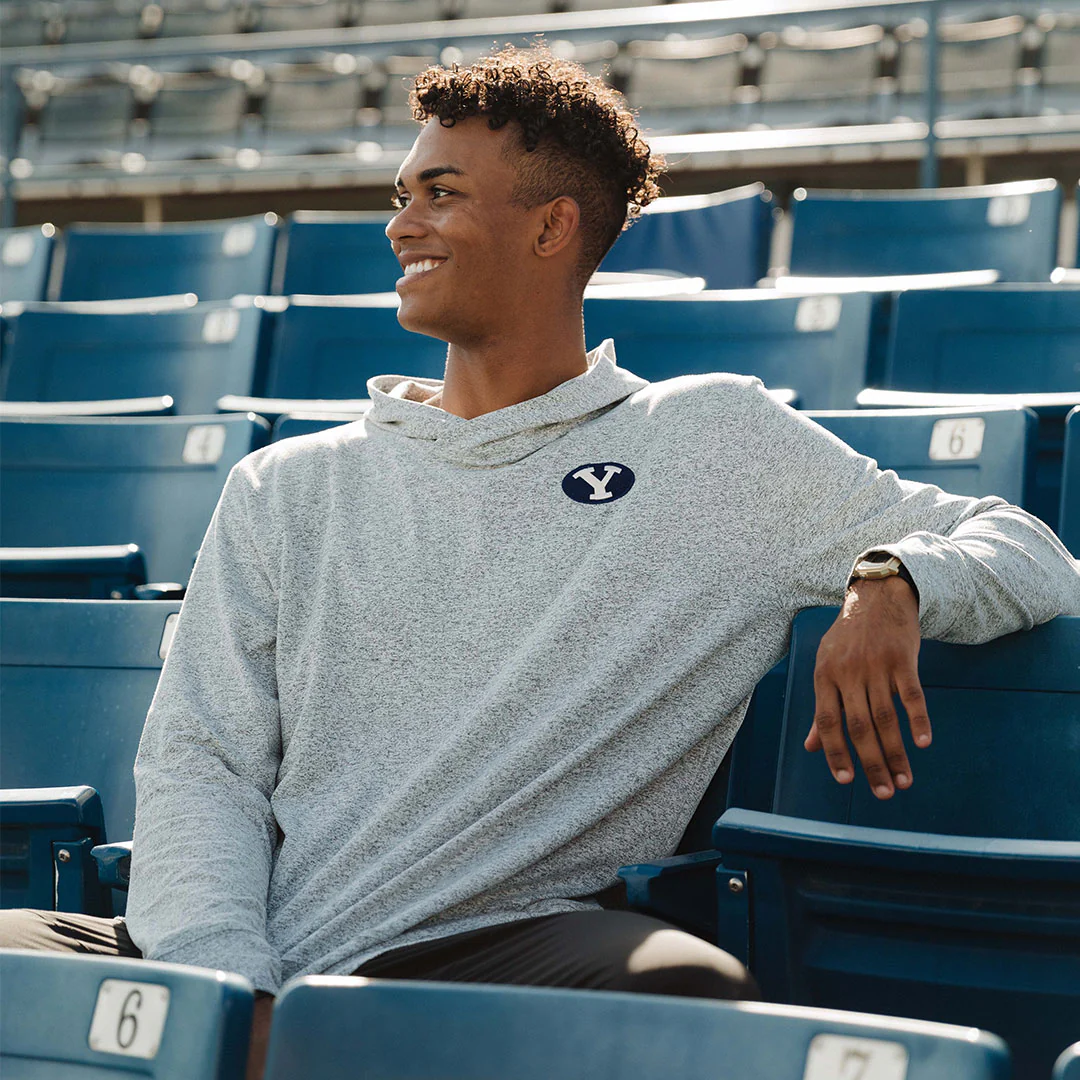BYU Men's Travel Hoodie, Heather Grey - Image 2