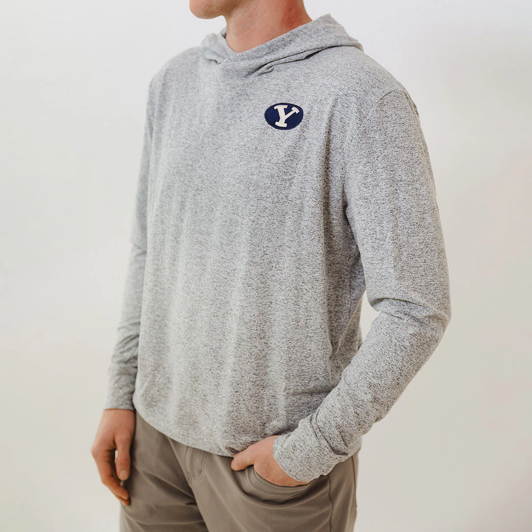 BYU Men's Travel Hoodie, Heather Grey - Image 4