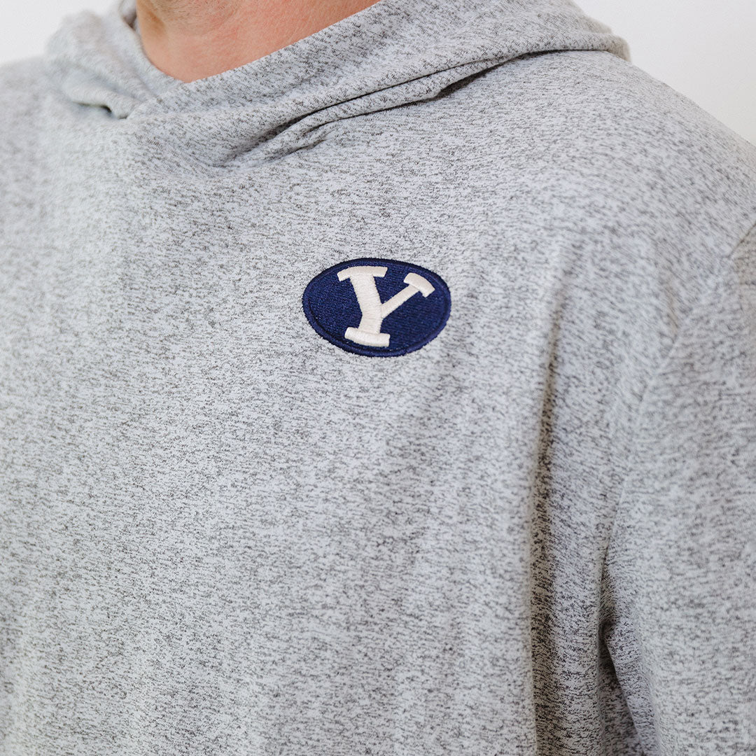 BYU Men's Travel Hoodie, Heather Grey - Image 6
