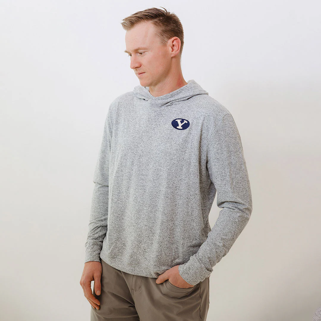 BYU Men's Travel Hoodie, Heather Grey - Image 7