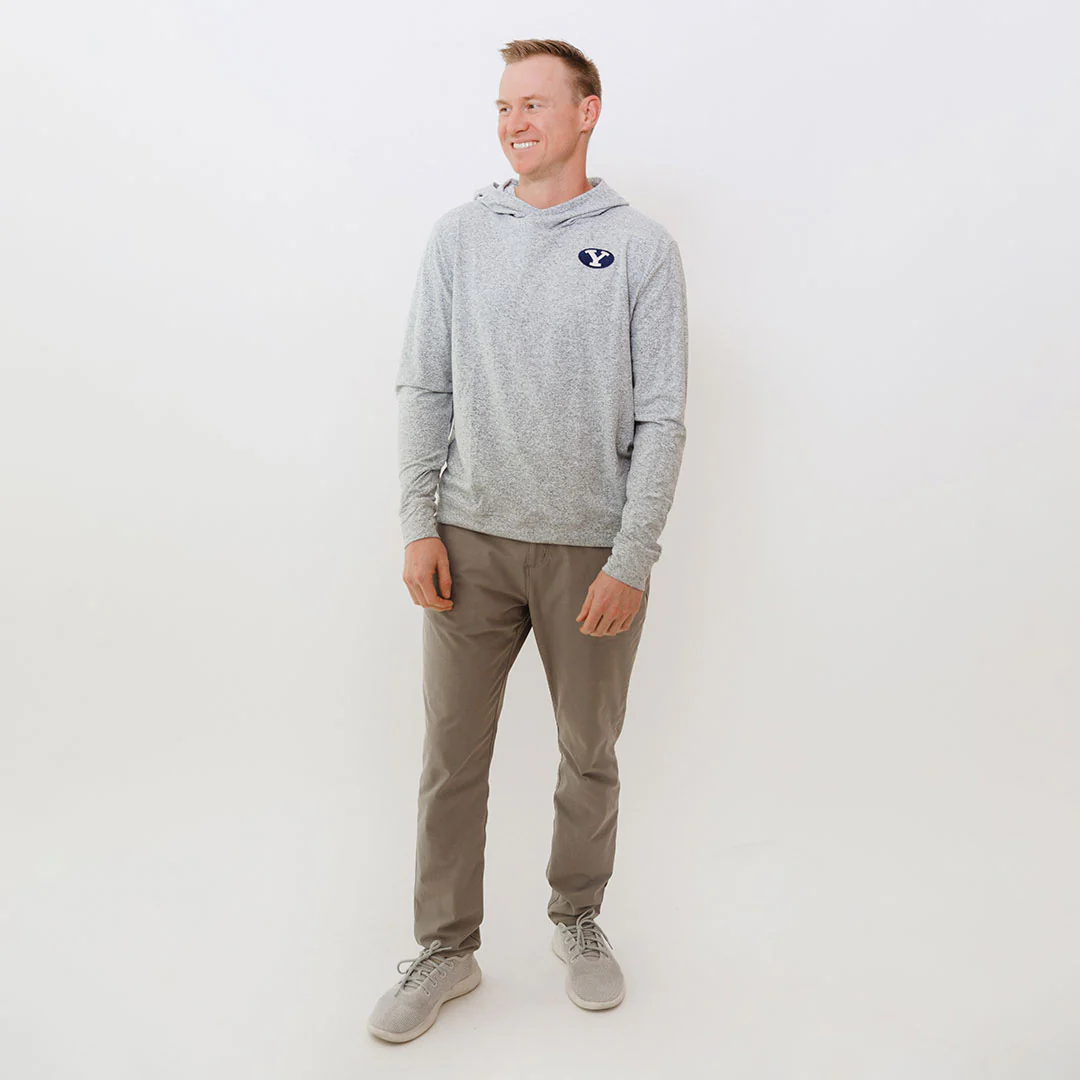 BYU Men's Travel Hoodie, Heather Grey - Image 9