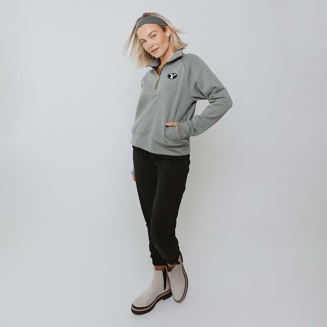 BYU Oxford Zip-Up, Heather Grey - Image 7
