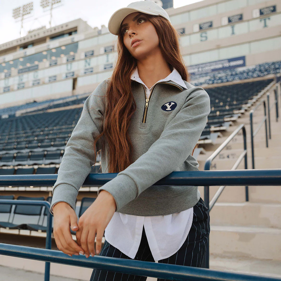 BYU Oxford Zip-Up, Heather Grey - Image 8