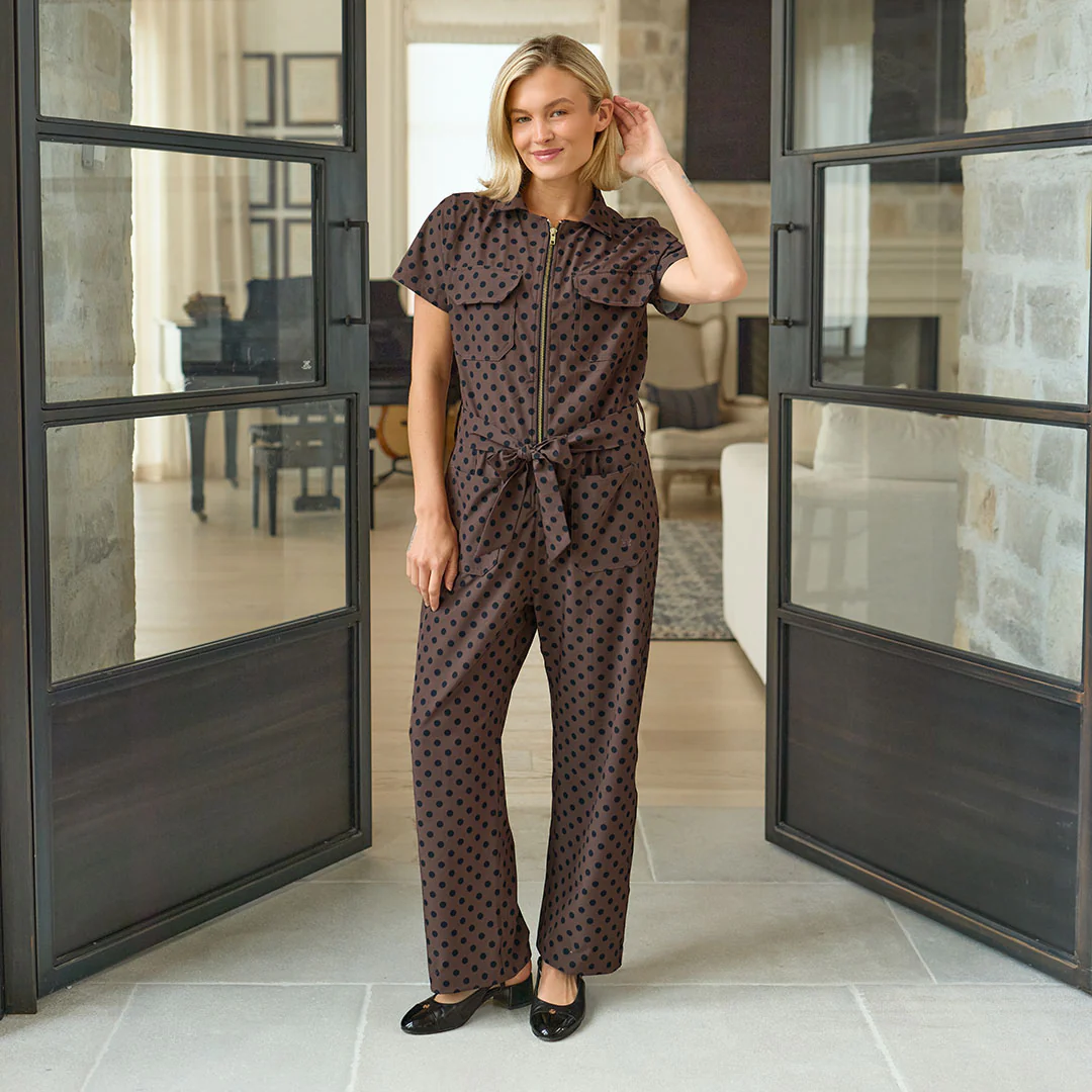 City Jumpsuit, Black Cocoa Dot - Image 2