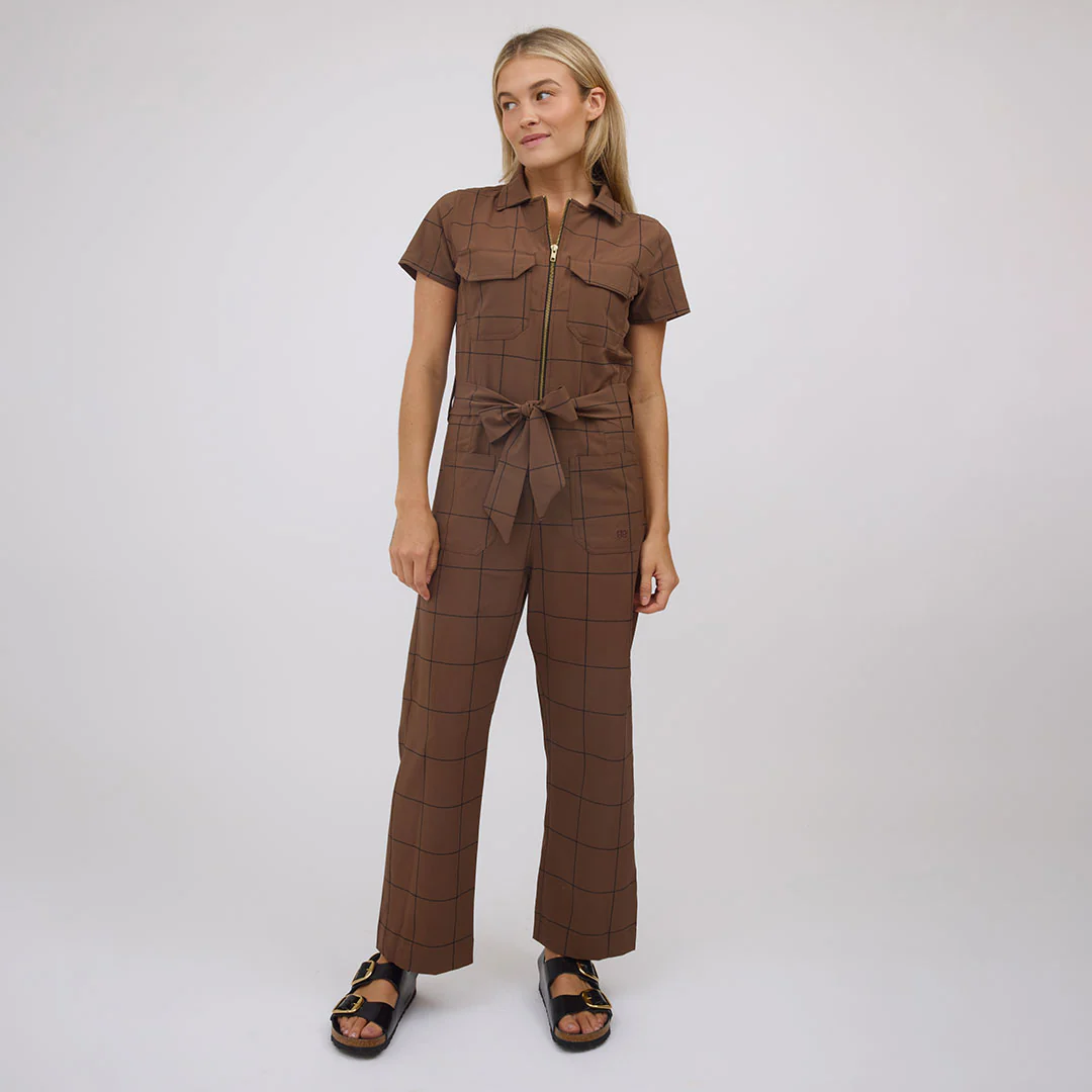 City Jumpsuit, Brown/Black Windowpane - Image 4