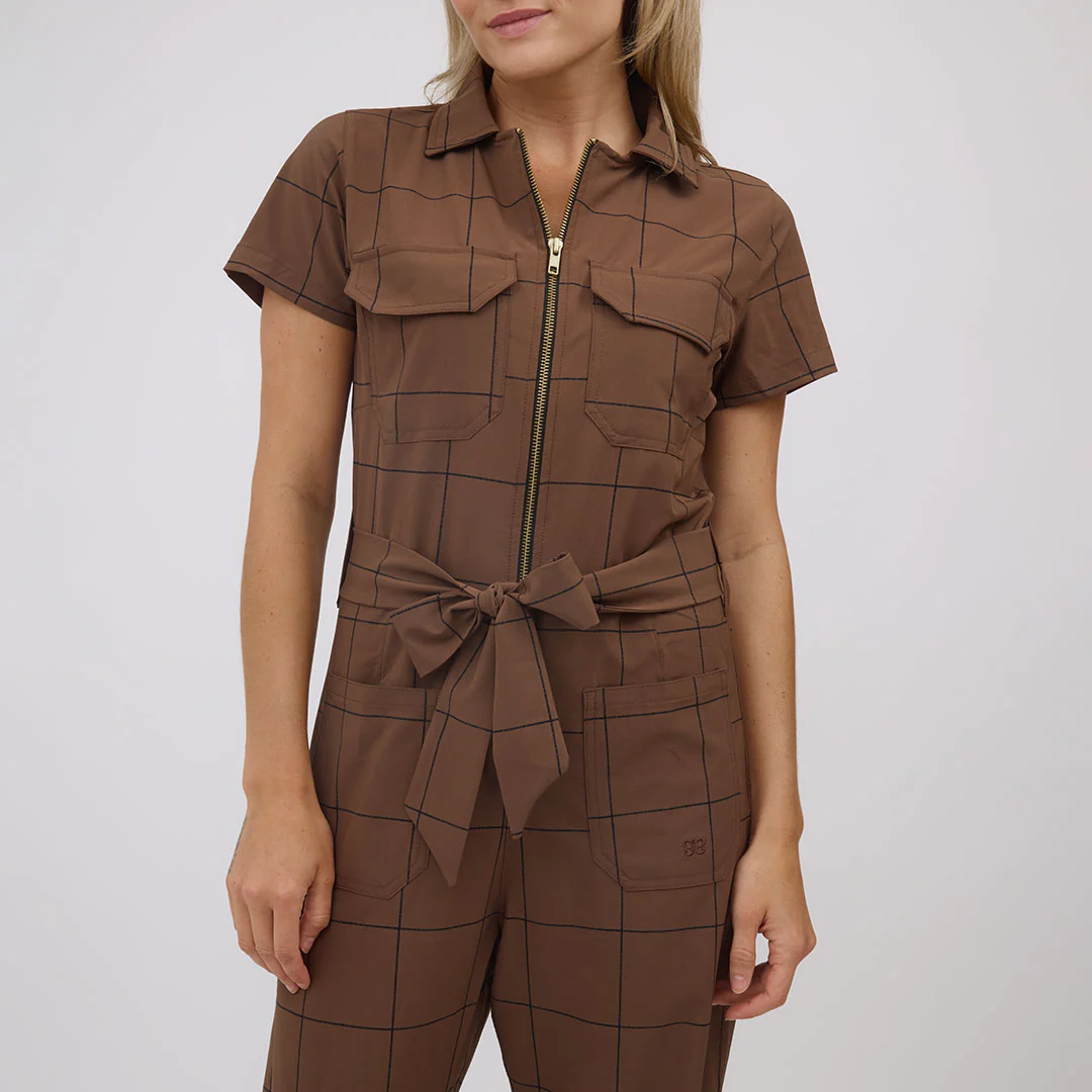City Jumpsuit, Brown/Black Windowpane - Image 6