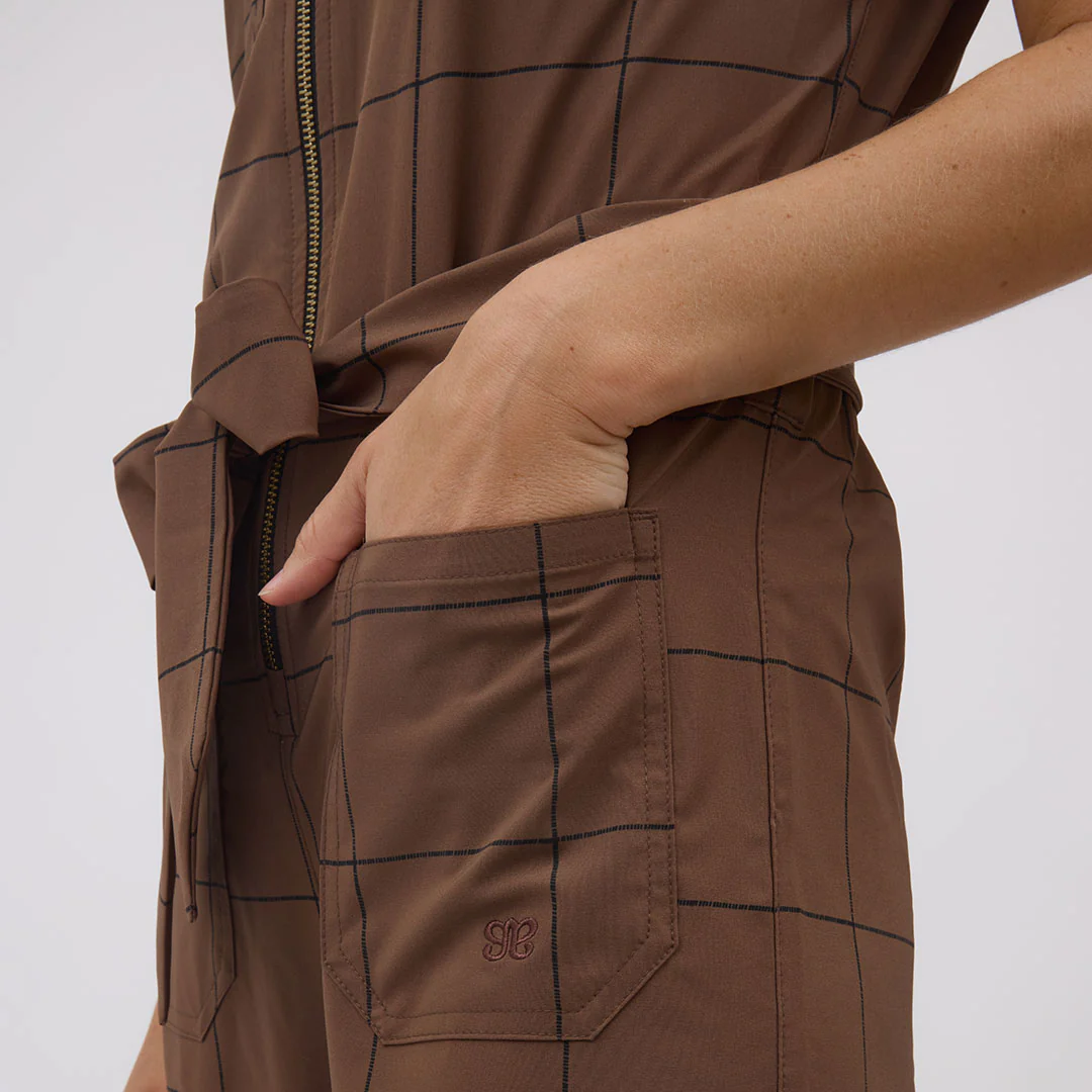 City Jumpsuit, Brown/Black Windowpane - Image 8