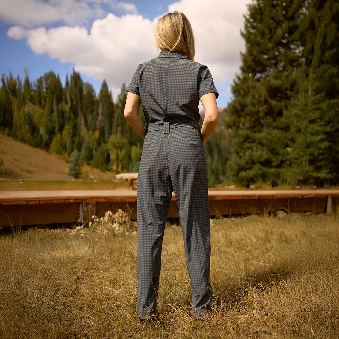 City Jumpsuit, Olive Gingham - Image 5