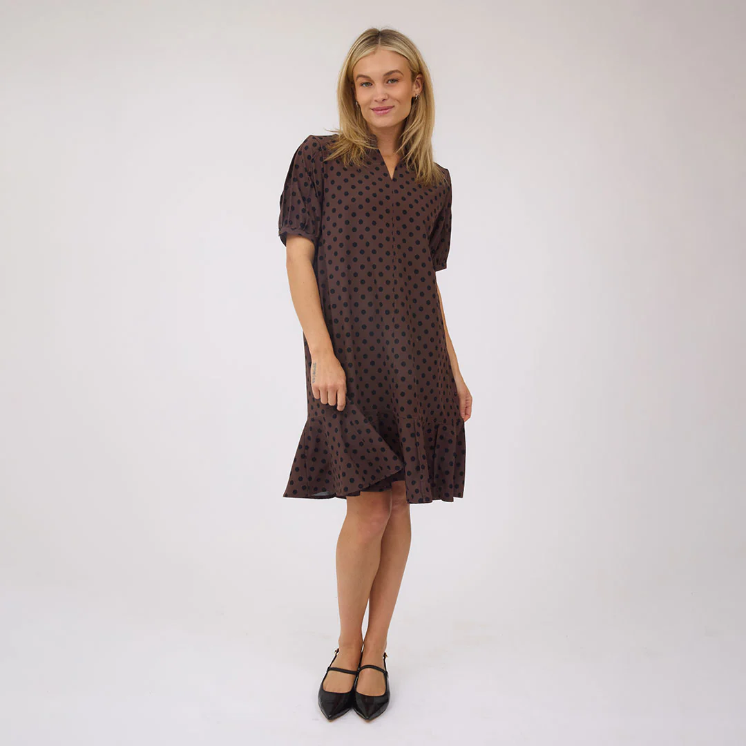 Clara Dress, Black/Brown Polka Dot - Image 4