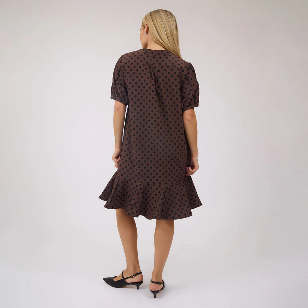 Clara Dress, Black/Brown Polka Dot - Image 6