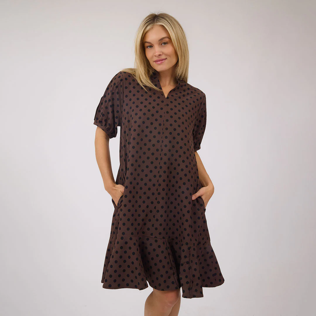 Clara Dress, Black/Brown Polka Dot - Image 7