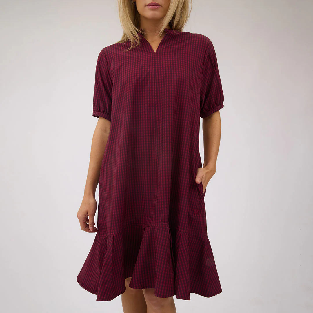Clara Dress, Burgundy Gingham - Image 5