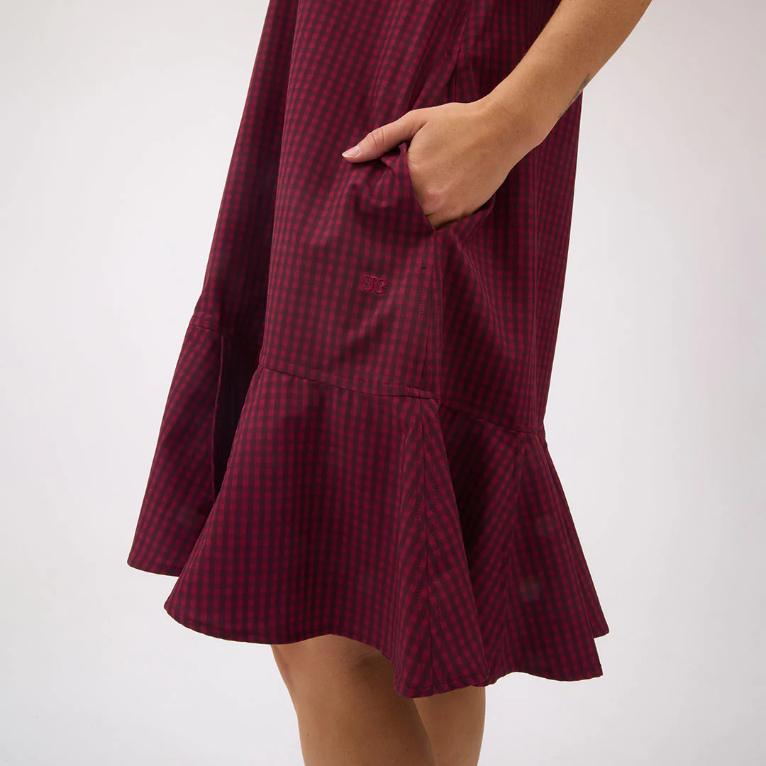 Clara Dress, Burgundy Gingham - Image 6