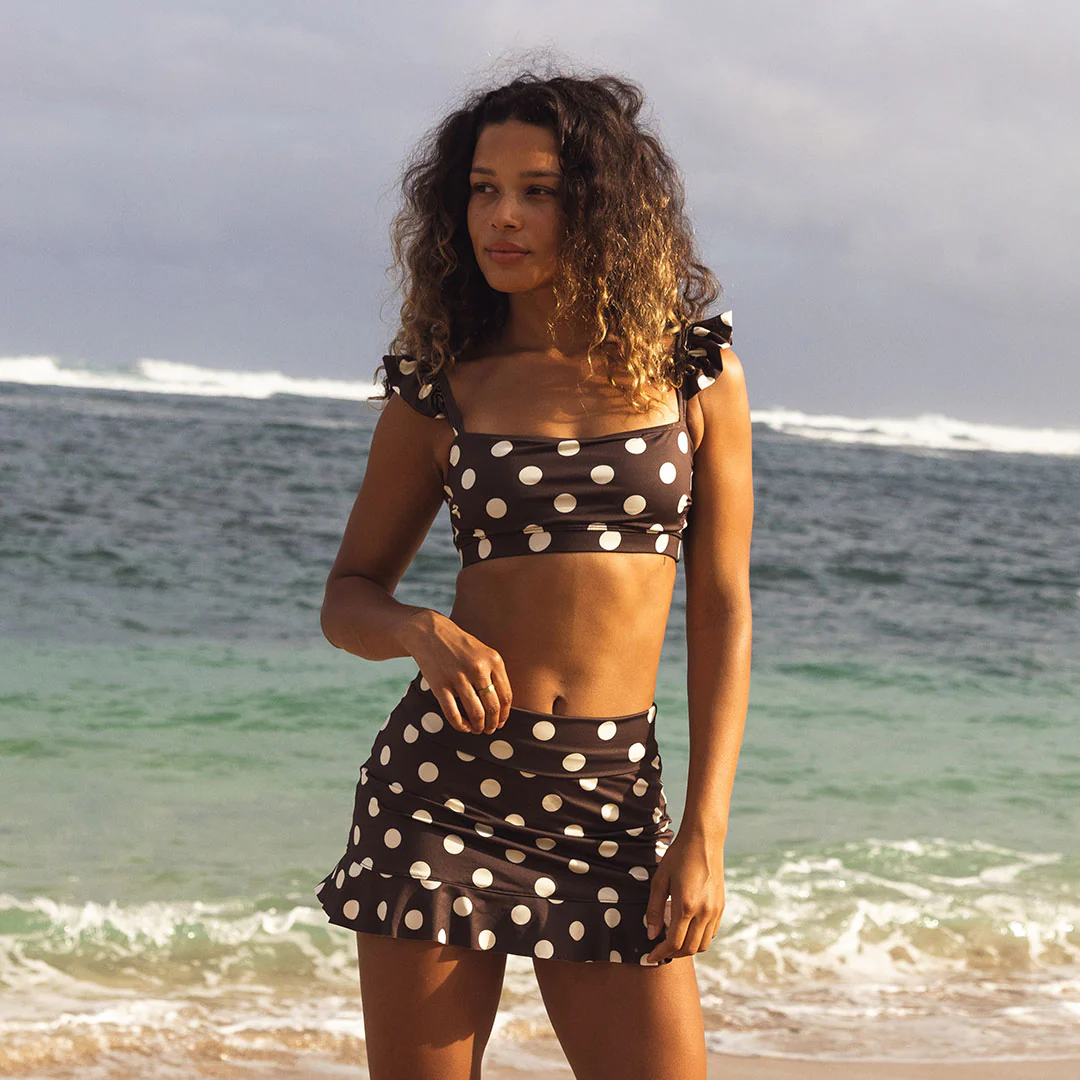 Cream Cocoa Dot Bella Crop Top