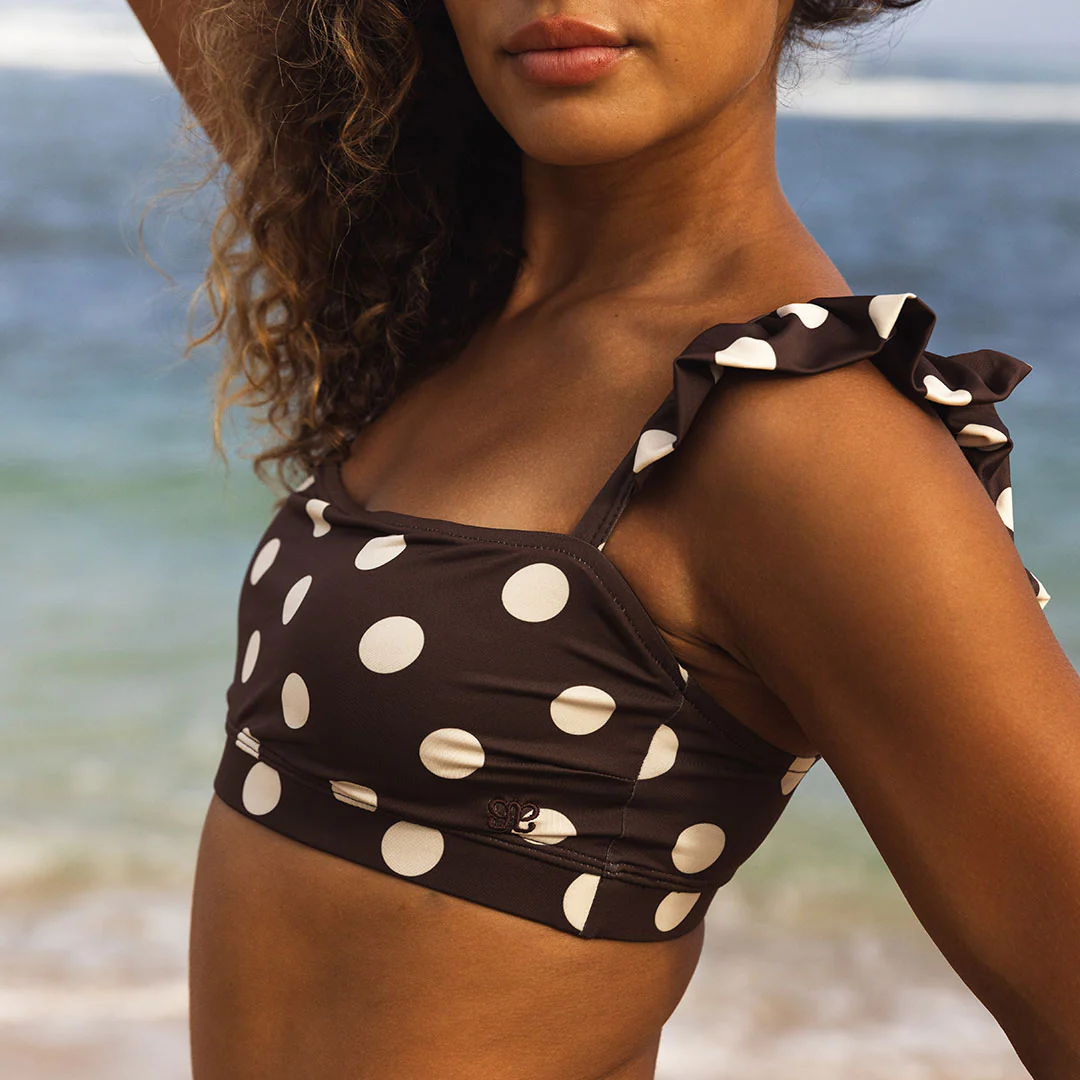 Cream Cocoa Dot Bella Crop Top - Image 2