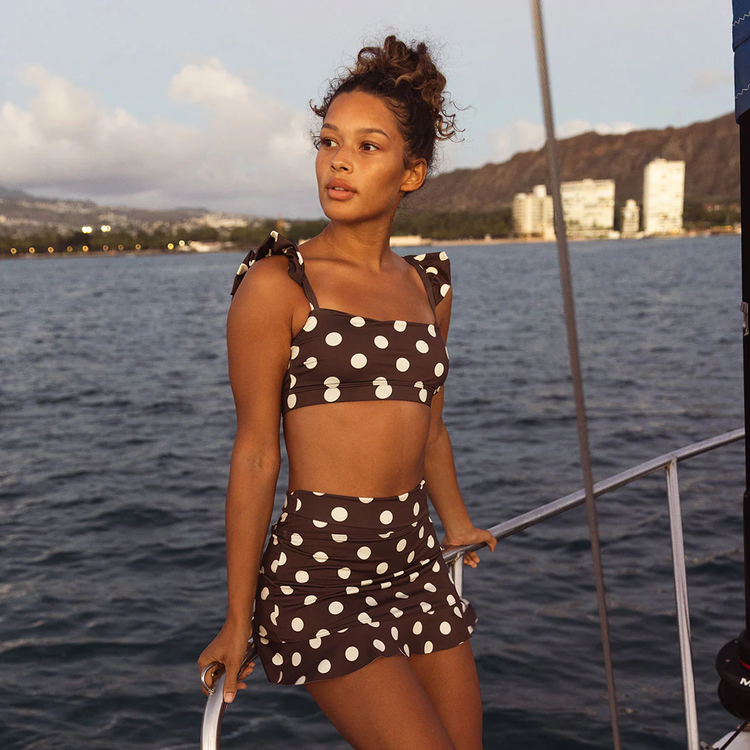 Cream Cocoa Dot Bella Crop Top - Image 7