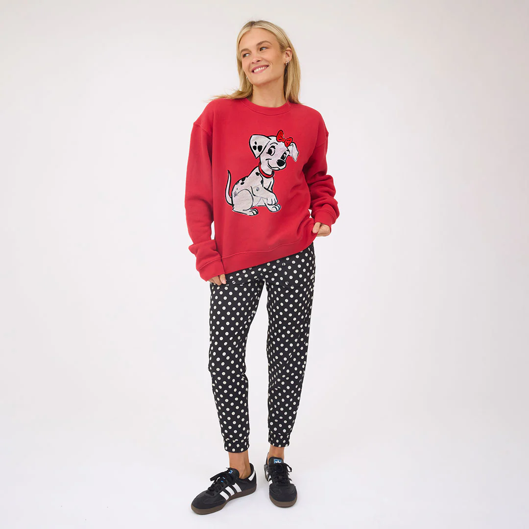 Disney 101 Dalmatians Holiday Crew Sweatshirt, Red - Image 2