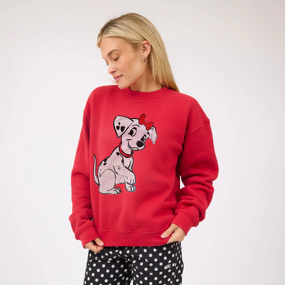 Disney 101 Dalmatians Holiday Crew Sweatshirt, Red - Image 3