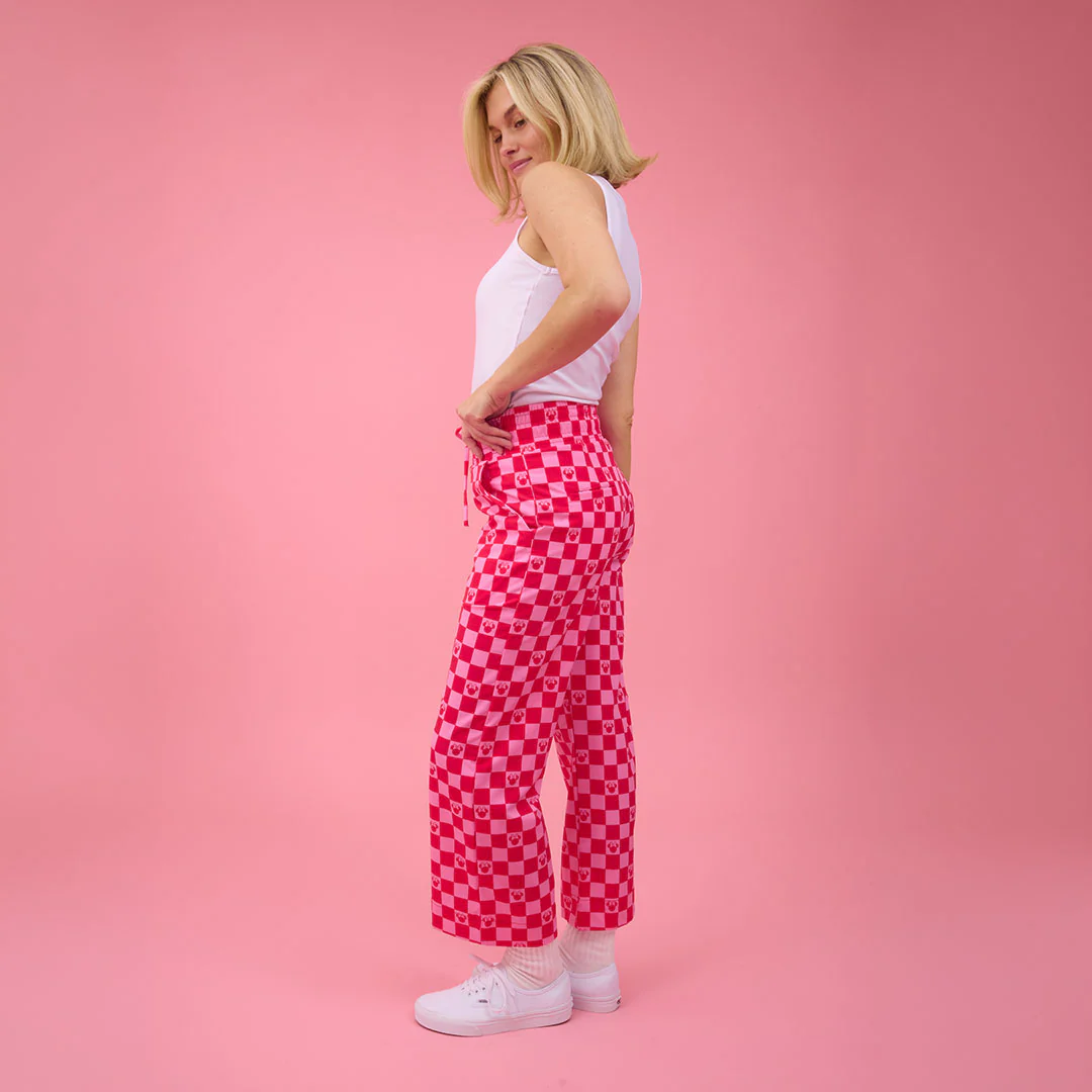Disney Audrey Wide Leg Pants, Magenta Check - Image 7