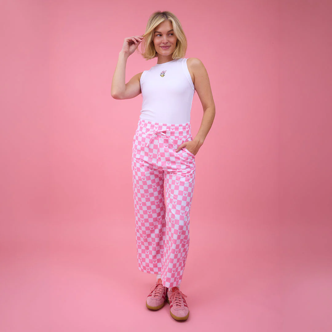 Disney Audrey Wide Leg Pants, Pink Check - Image 7