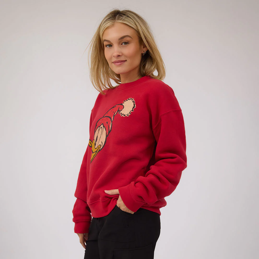 Disney Donald Duck Holiday Crew Sweatshirt, Red - Image 5