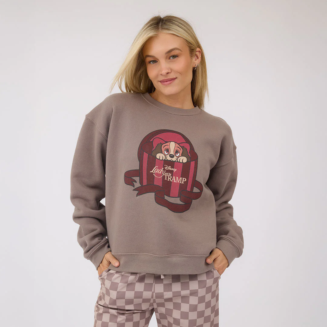 Disney Lady and the Tramp Crew Sweatshirt, Brown - Image 5