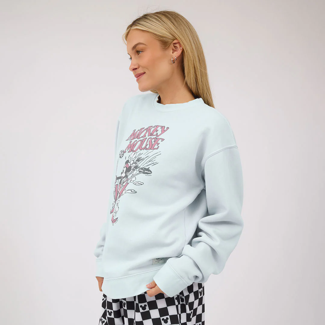 Disney Mickey Mouse Ski Crew Sweatshirt, Powder Blue - Image 10