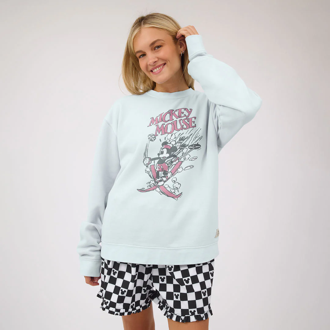 Disney Mickey Mouse Ski Crew Sweatshirt, Powder Blue - Image 14
