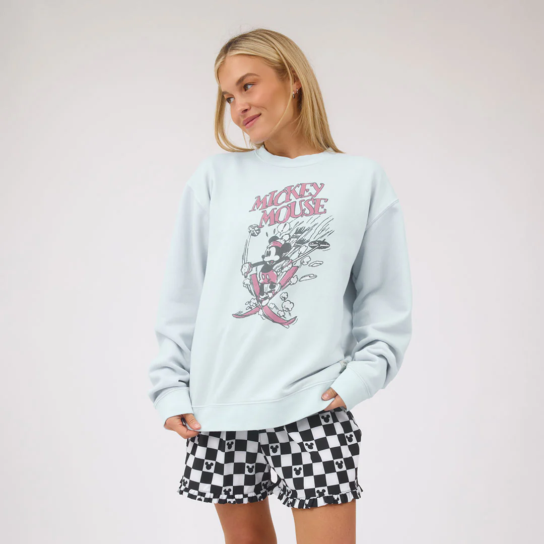 Disney Mickey Mouse Ski Crew Sweatshirt, Powder Blue - Image 9