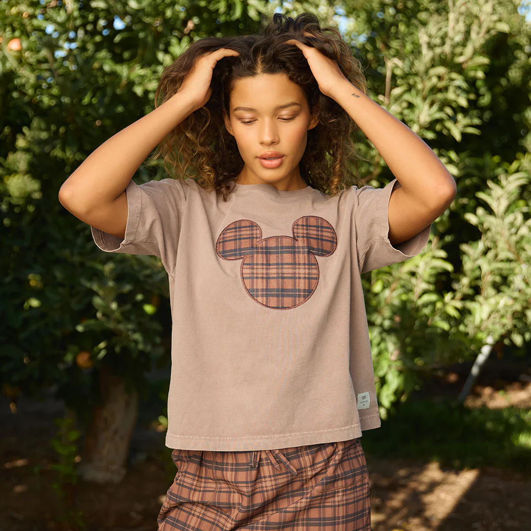 Disney Mickey Plaid Oversized Tee, Brown - Image 2