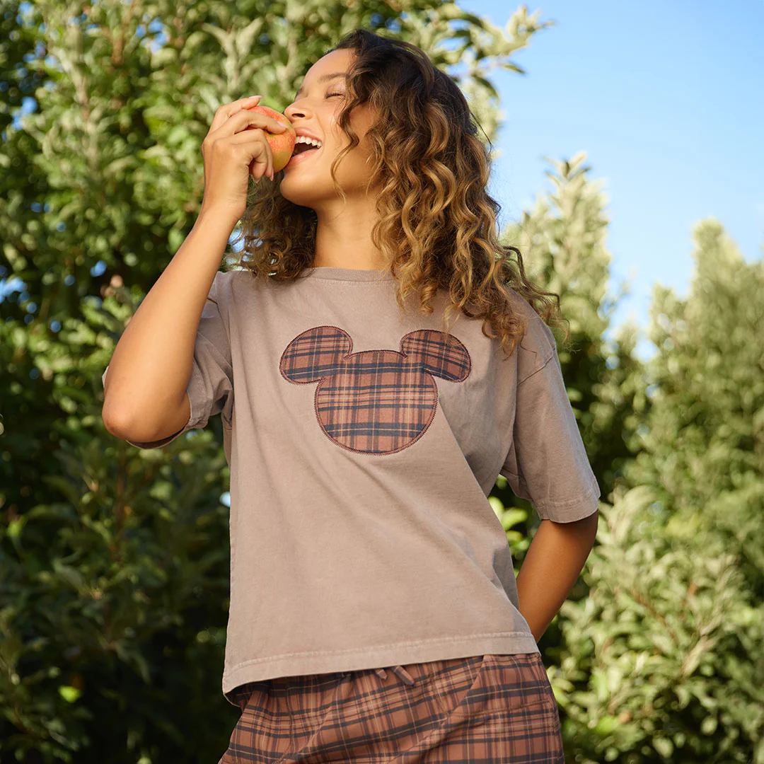 Disney Mickey Plaid Oversized Tee, Brown - Image 4