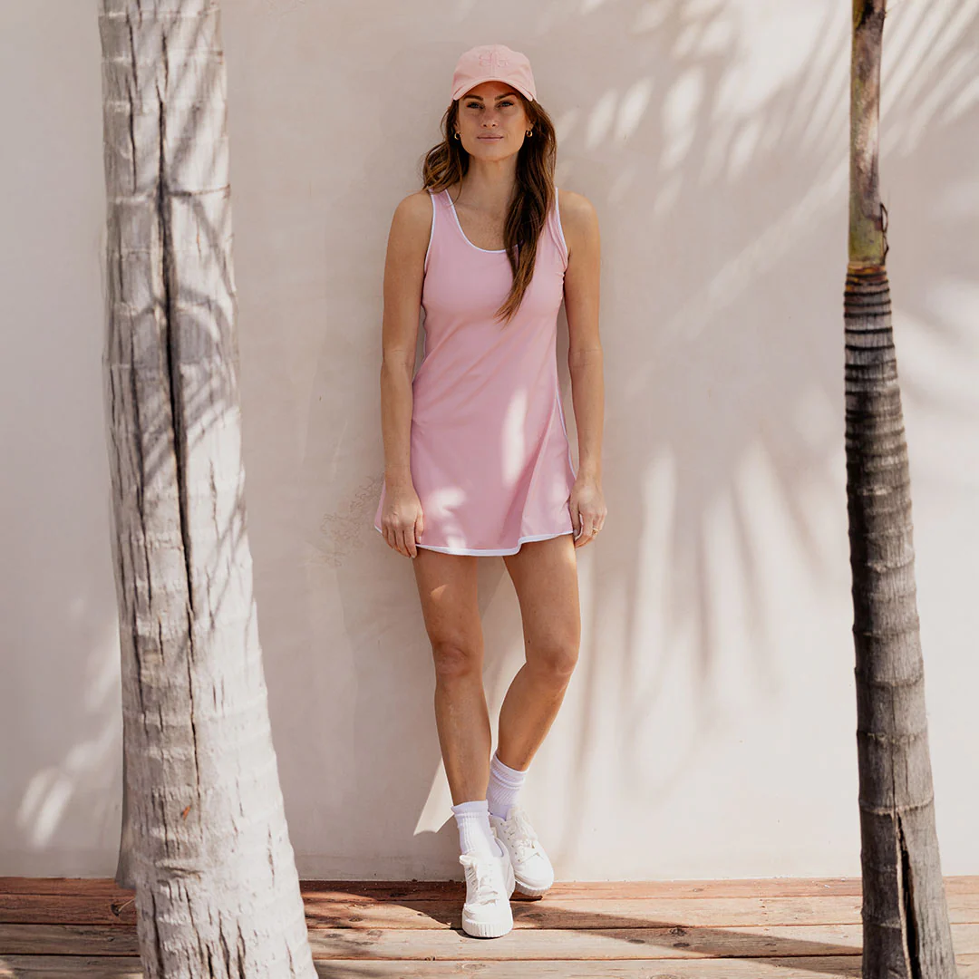 Doubles Tennis Dress, Pink Bliss/White