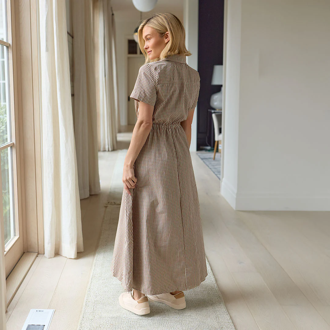 Emma Maxi Dress, Brown Gingham - Image 3