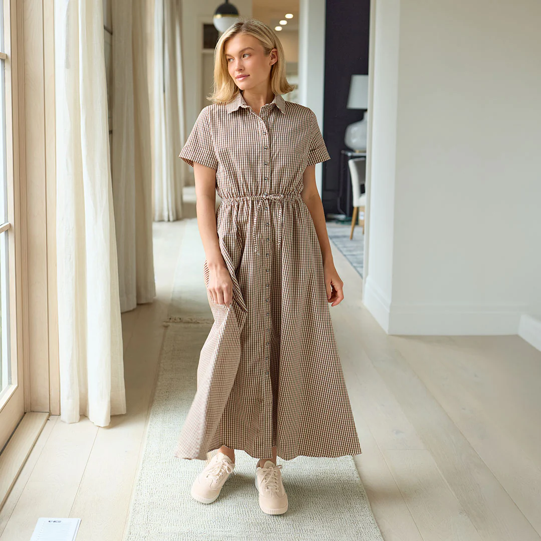 Emma Maxi Dress, Brown Gingham - Image 6