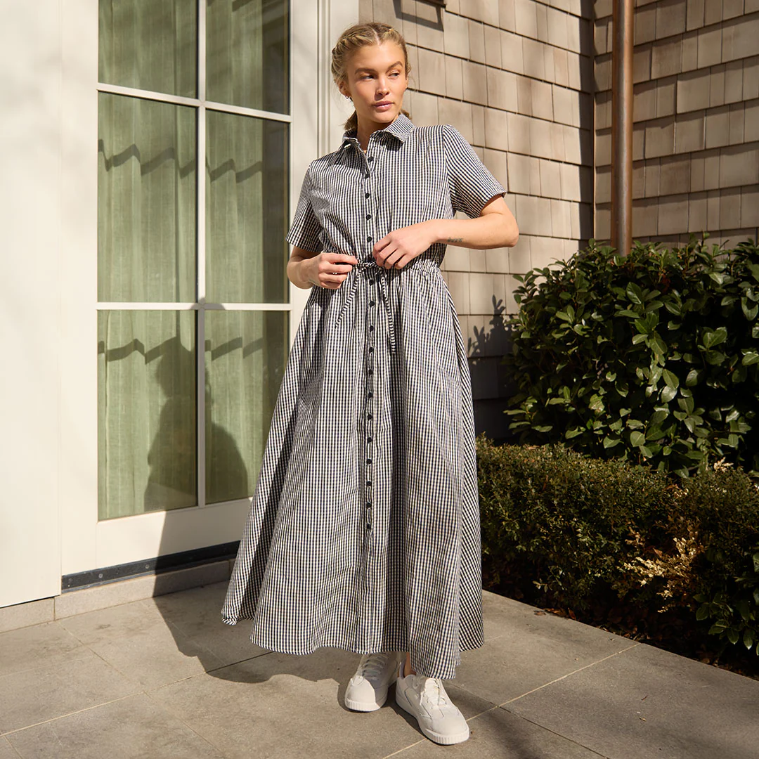 Emma Maxi Dress, Navy Gingham