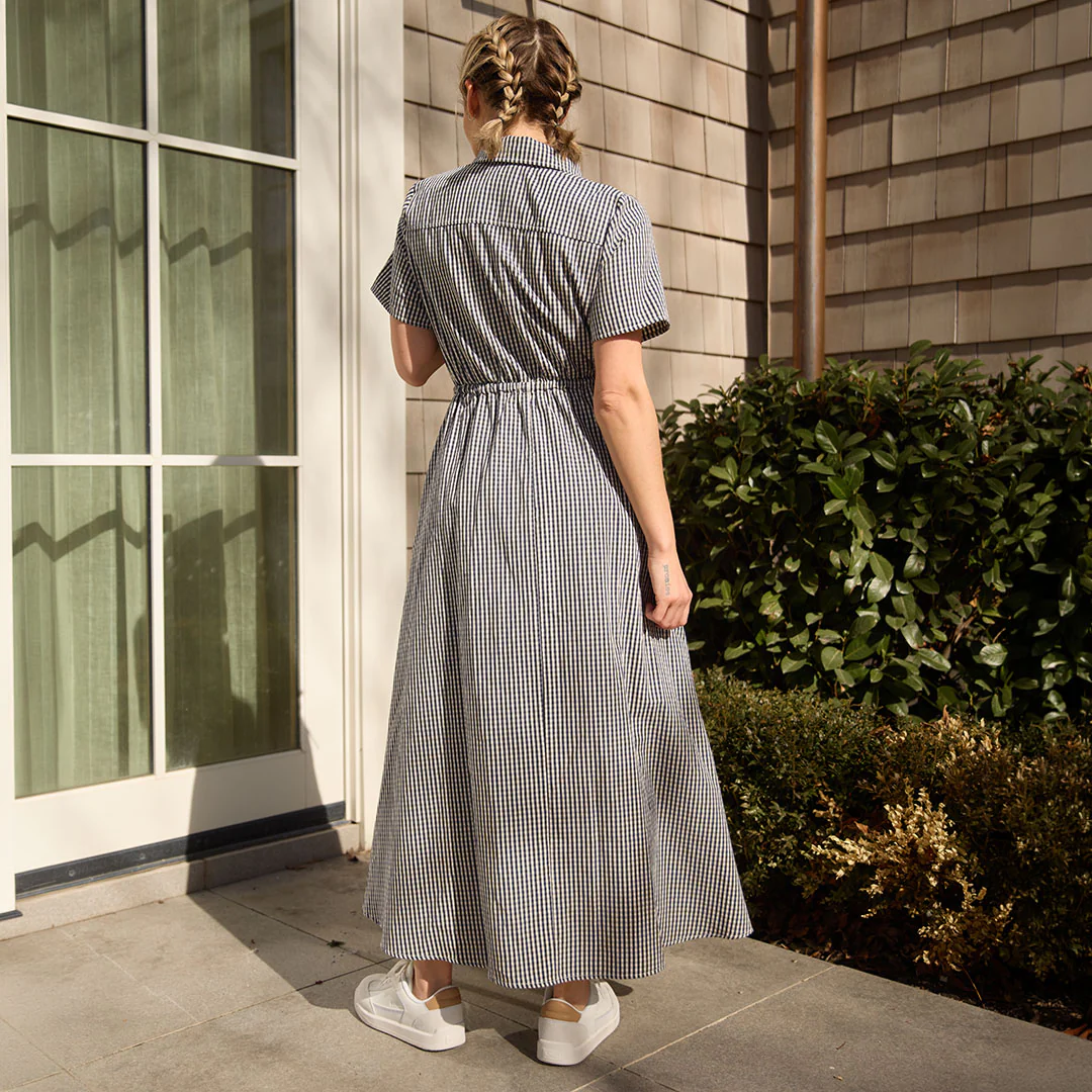 Emma Maxi Dress, Navy Gingham - Image 4