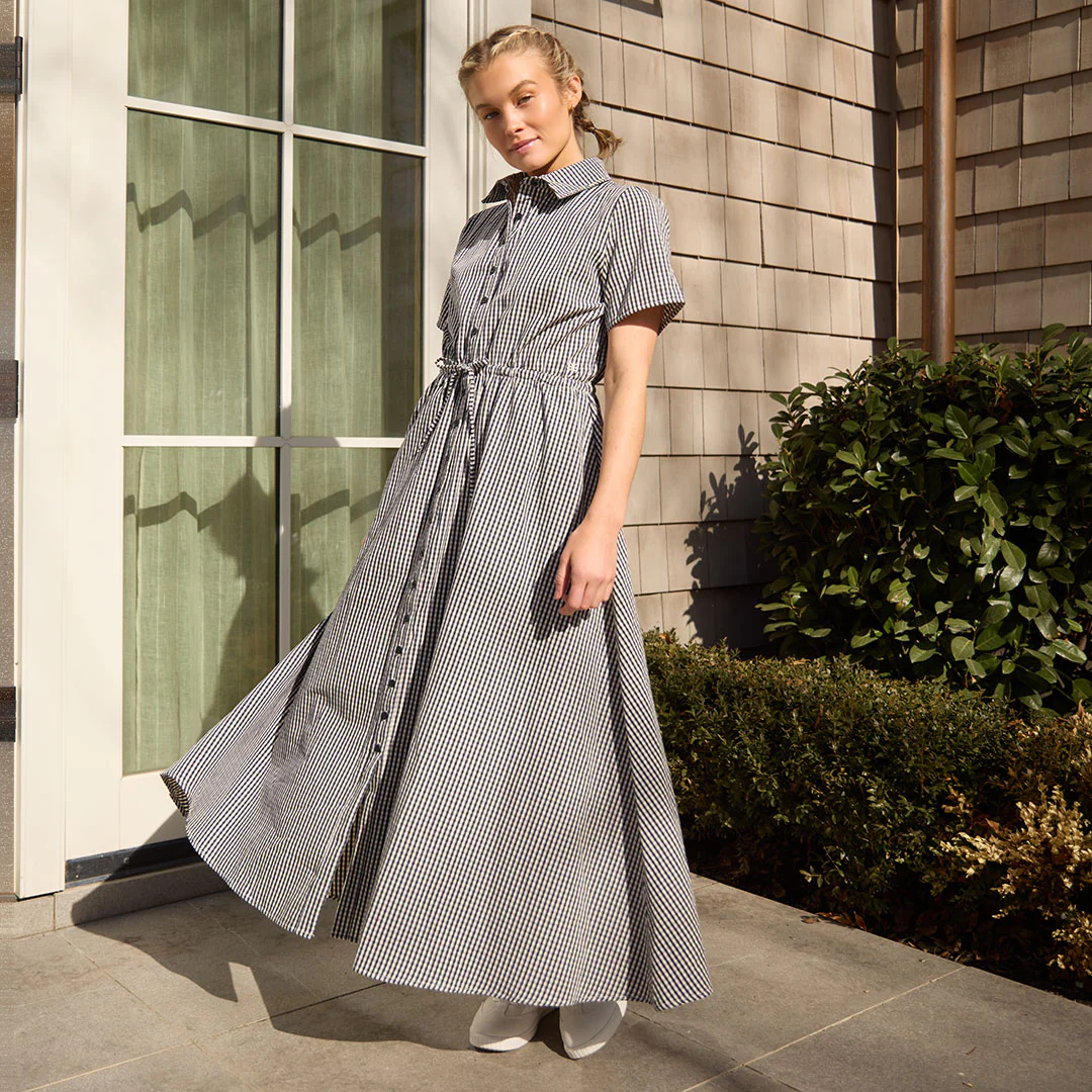 Emma Maxi Dress, Navy Gingham - Image 5