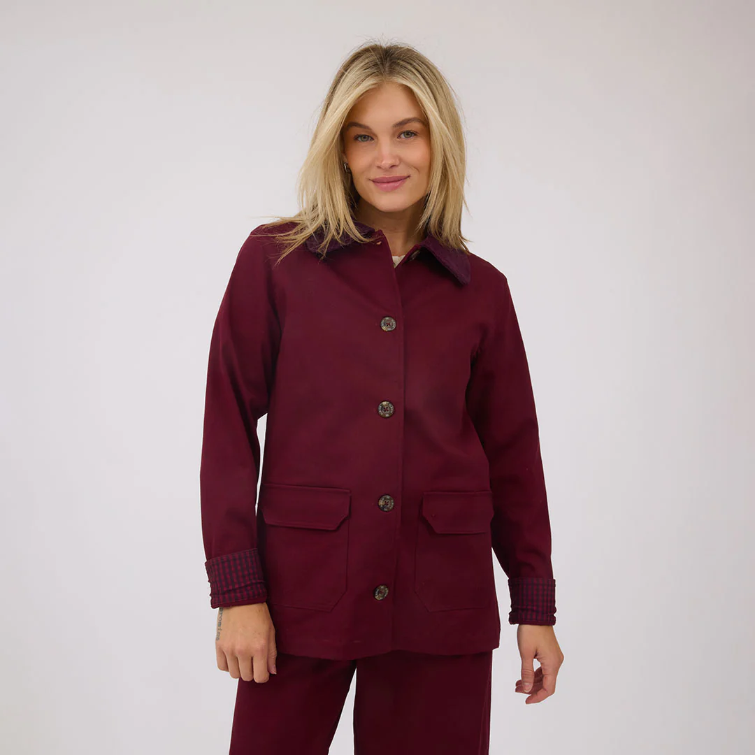 Fisherman Jacket, Burgundy - Image 3