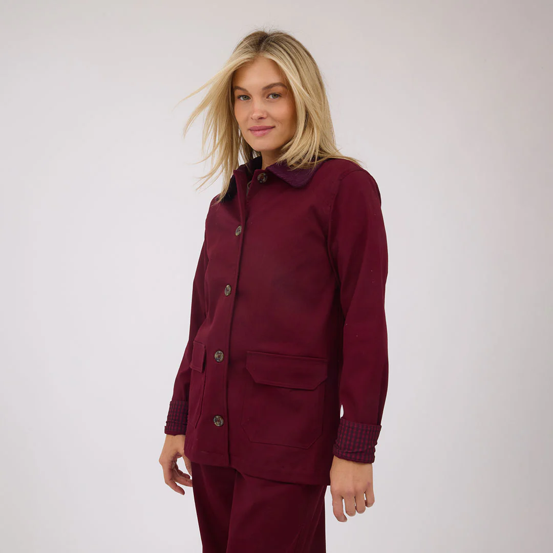 Fisherman Jacket, Burgundy - Image 4