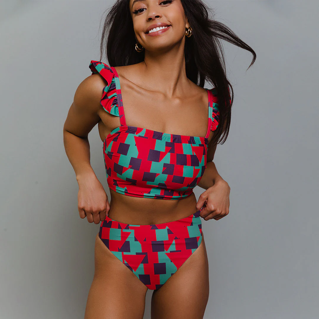Geo Pink Bella Crop Top - Image 4