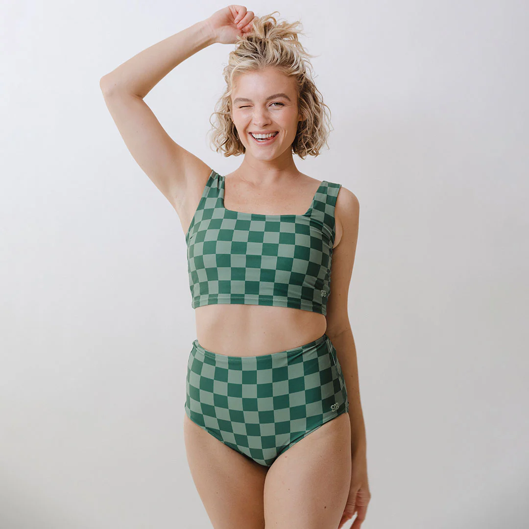 Green Check Olivia Swim Crop - Image 12