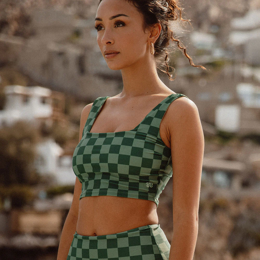 Green Check Olivia Swim Crop - Image 3