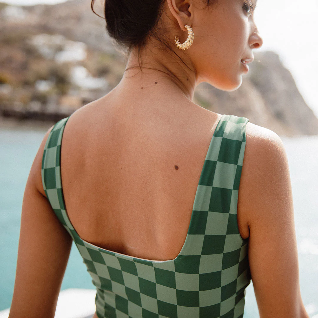 Green Check Olivia Swim Crop - Image 4