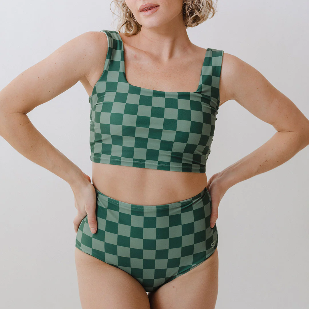 Green Check Olivia Swim Crop - Image 8