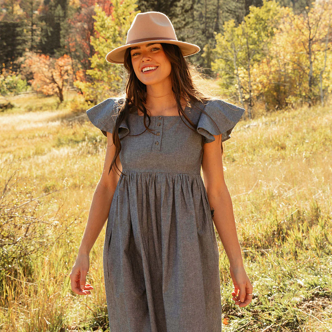 Hailey Maxi Dress, Black Chambray - Image 10